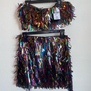 NWT rainbow sequin two piece set MEDIUM